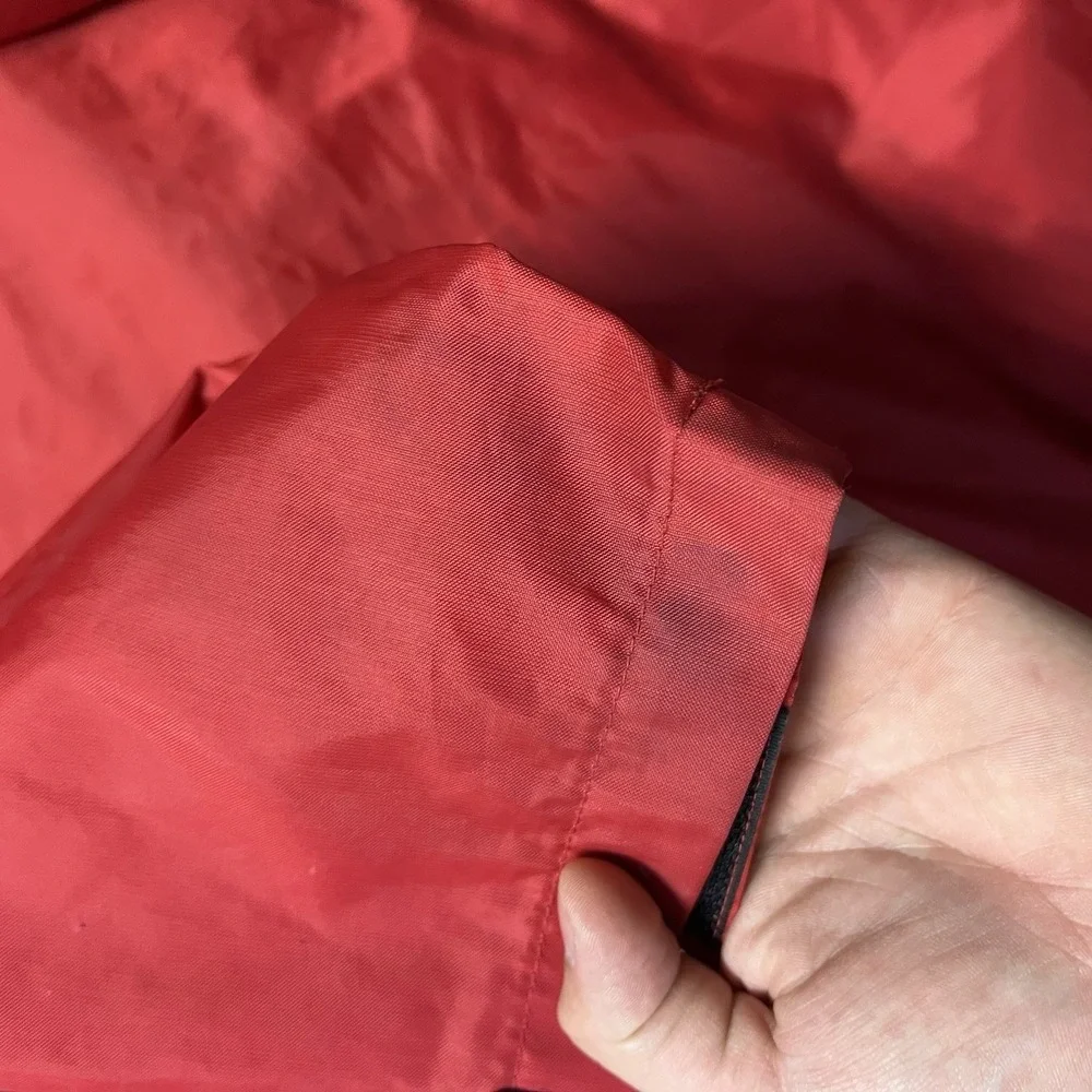 Vintage LL Bean Rain Jacket Mens Size Large Red Full Zip Hooded Waterproof Nylon